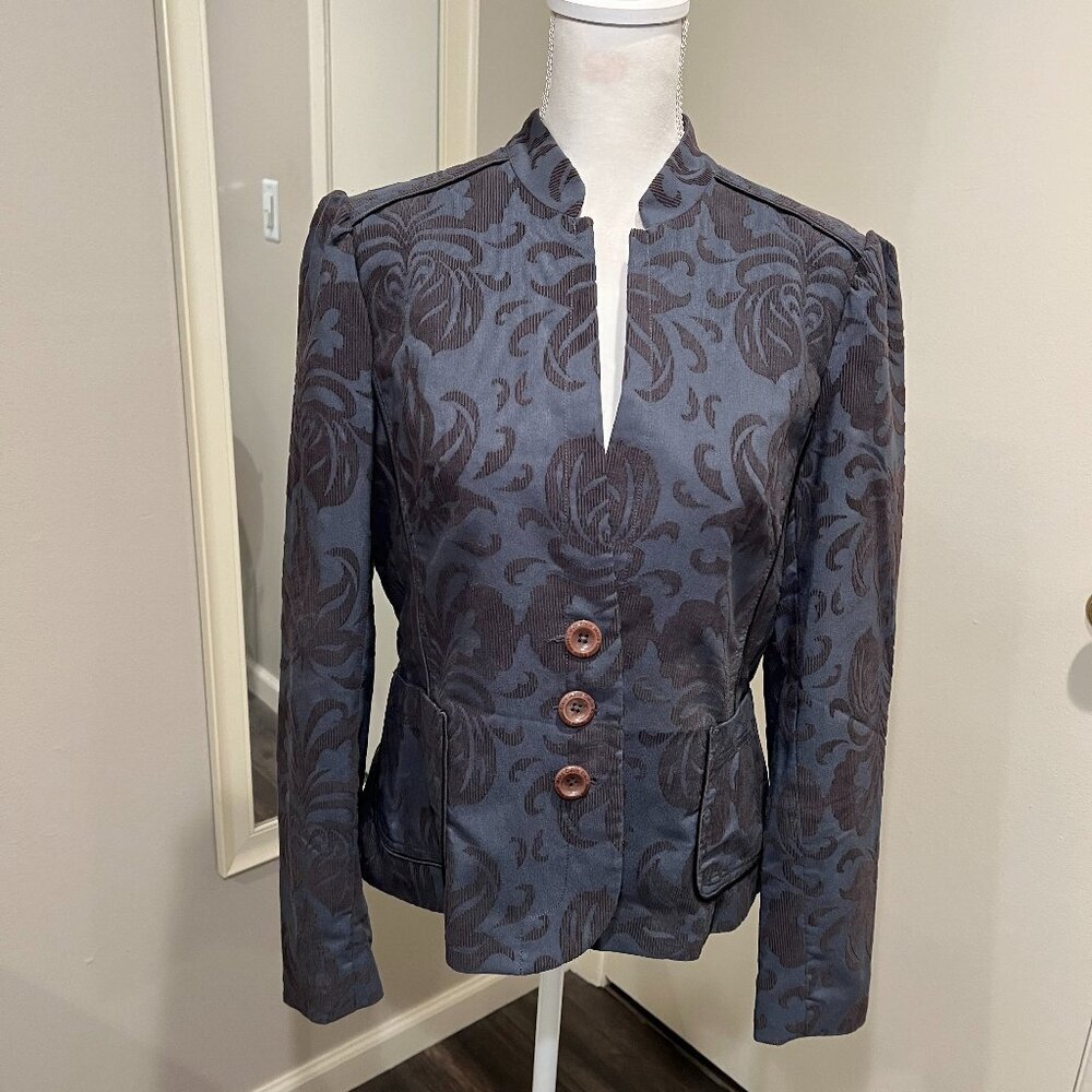 Calvin Klein Jeans Blue Gray & Brown Brocade Blazer, Size XL